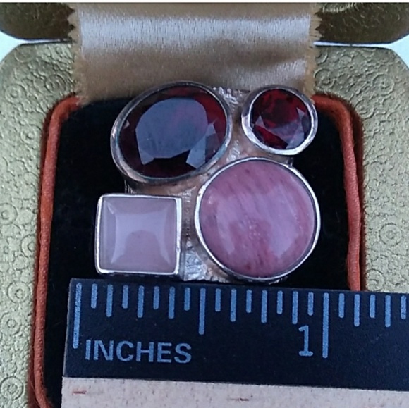 RARE JAY KING DTR Sterl.Silver GemStone Ring Rose Quartz Rhodochrosite Tourmalin - Picture 6 of 16